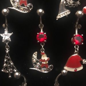 3 Pack New Christmas Themed Belly Ring Set